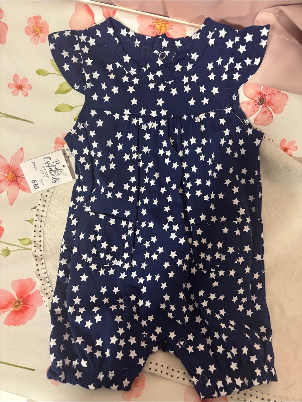 Baby Essentials Navy Blue Star Print One-Piece Romper